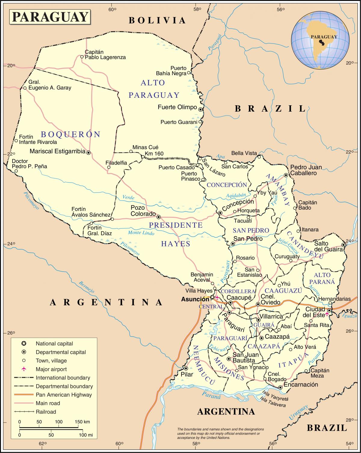 Mapa de cateura Paraguay 