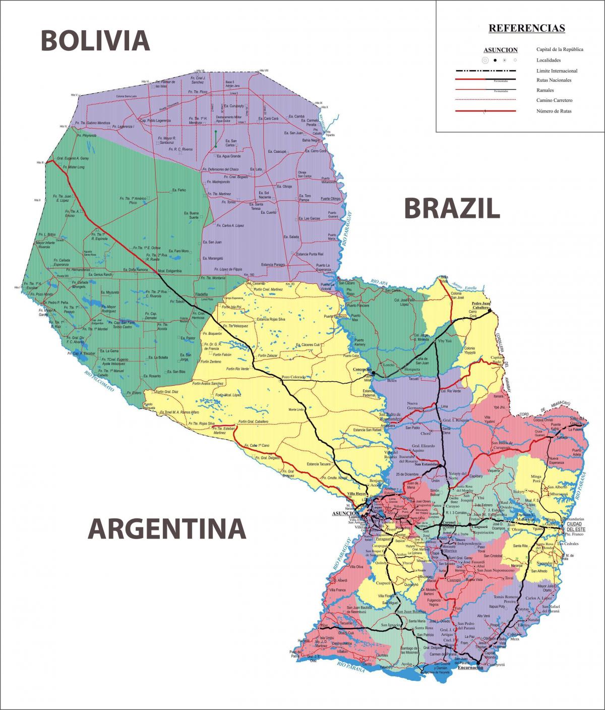 o mapa de Paraguay