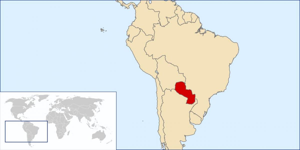 Paraguay localización no mapa do mundo