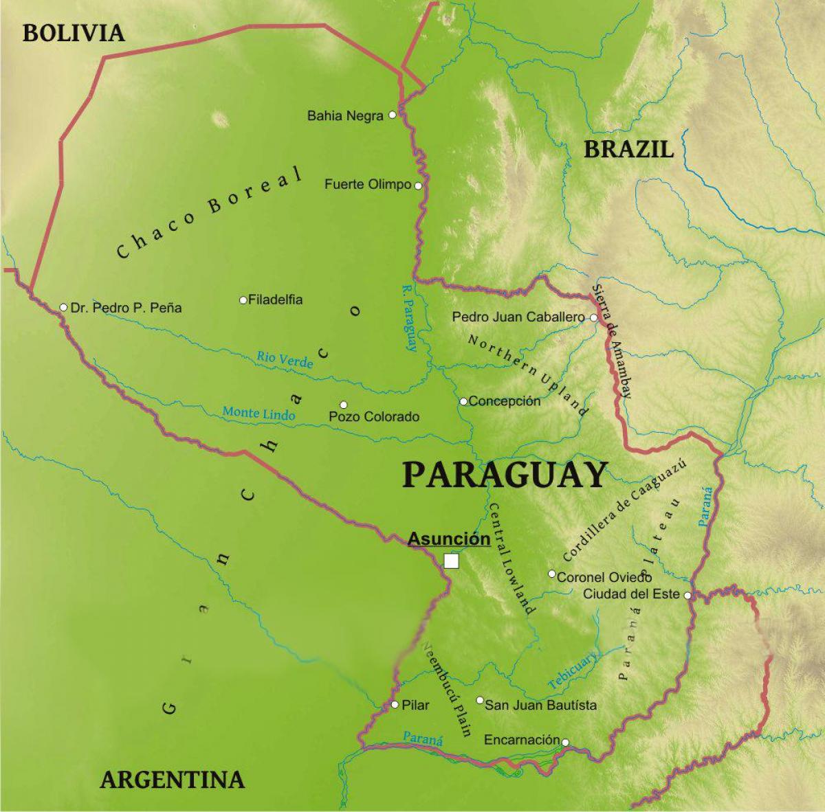 Mapa de Paraguay xeografía